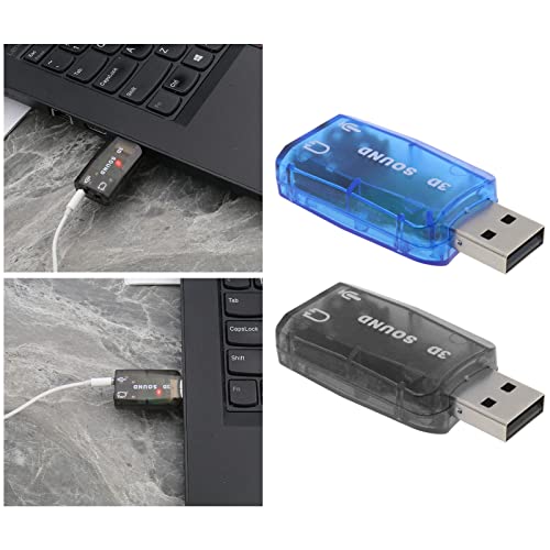 SING F LTD 4PCS External 5.1 USB Stereo Sound Card with 3.5mm Headphone and Microphone Ports 3D Virtual 5.1 Channel Audio Adapter Compatible with Windows 2 Black & 2 Blue - Image 3