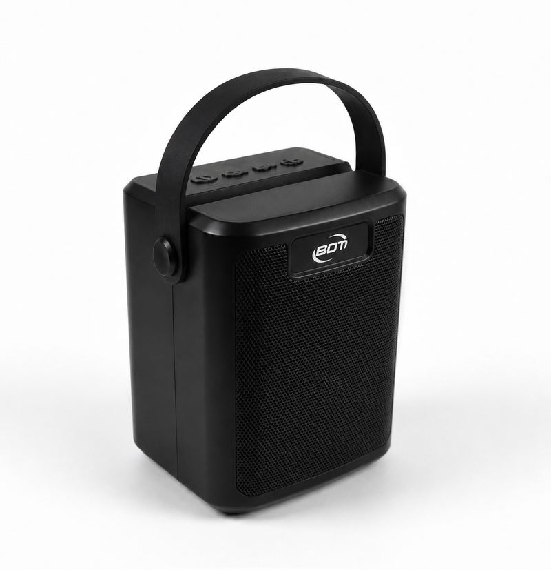 BDT مكبر صوت محمول أسود بتصميم عملي مع منافذ USB/TF وشحن بالطاقة الشمسية، موديل AN1185، بطارية قابلة لإعادة الشحن، مثالي للمناسبات والرحلات - Image 2