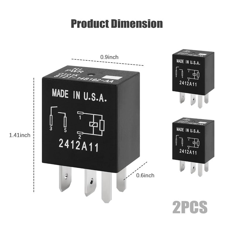 NHHC 2 قطعة من محولات السيارات الاحتياطية برقم المصنع الأصلي (OEM) #8T2T-14B192-AA، محولات متعددة الاستخدامات بـ 4 أطراف، مناسبة للسيارات ومتوافقة مع طرازات فورد ولينكولن، وتعتبر إكسسوارات سيارات قياسية بجهد 12 فولت. - Image 2