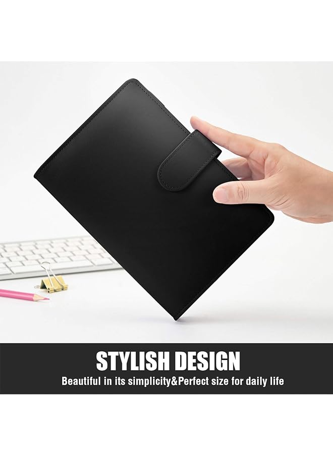 erorex A5 Notebook Photocard Binder 6 Budget Binder Ring Planner Stylish Loose Leaf Personal Organizer Binder Cover With Magnetic Buckle Pu Leather Binder Women With Macaron Colors Black  - Image 3