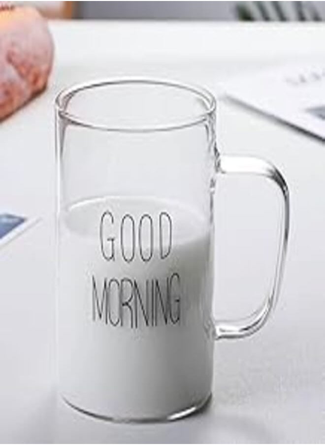 Generic Special Offer (20 mg) Premium Thermal Glass Mug (Good Morning) With Handle For Juice, Tea, Coffee 450ml 