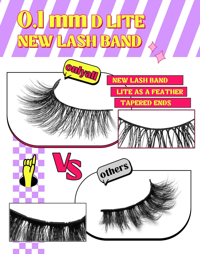 Onlyall Natural Lashes Wispy Lashes Natural Look False Eyelashes Natural Flared Eyelashes False Eye Lashes Soft Fluffy Lashes 7 Pairs D6 Volume-13mm - Image 3