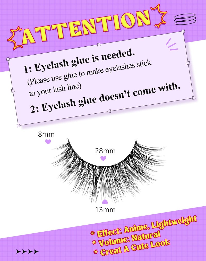 Onlyall Natural Lashes Wispy Lashes Natural Look False Eyelashes Natural Flared Eyelashes False Eye Lashes Soft Fluffy Lashes 7 Pairs D6 Volume-13mm - Image 2