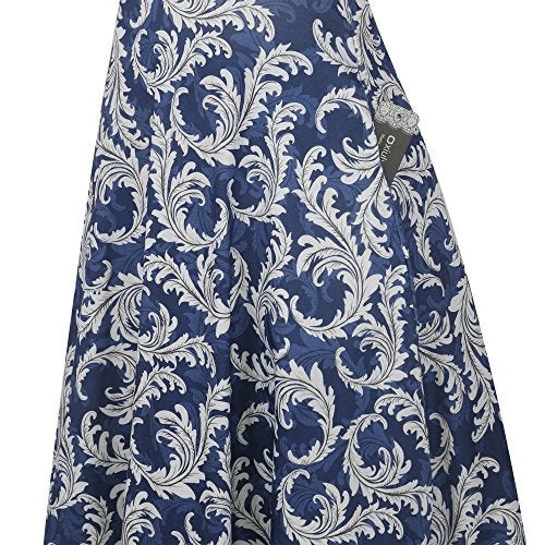oxiuly Women's Elegant O-Neck Floral Casual Pockets Tunic Party Cocktail Stretchy Swing Summer Dress OX262 (XXL, Blue) - Image 4