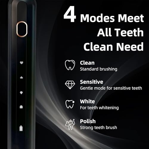 Magentak Ultrasonic U-Shaped Toothbrush for Adults, Electric Toothbrush for Teeth Whitening, Automatic 360-degree with Waterproof IPX7, 4 Modes for Cleaning(Black) - Image 4