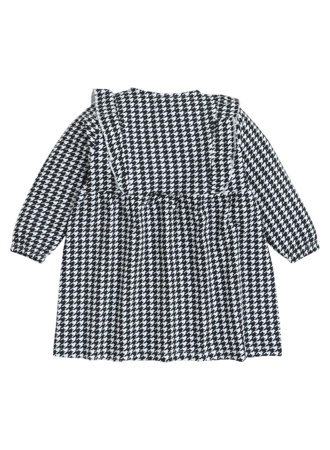 Victor And Jane Girls Black Houndstooth Ruffled Dress - Image 2