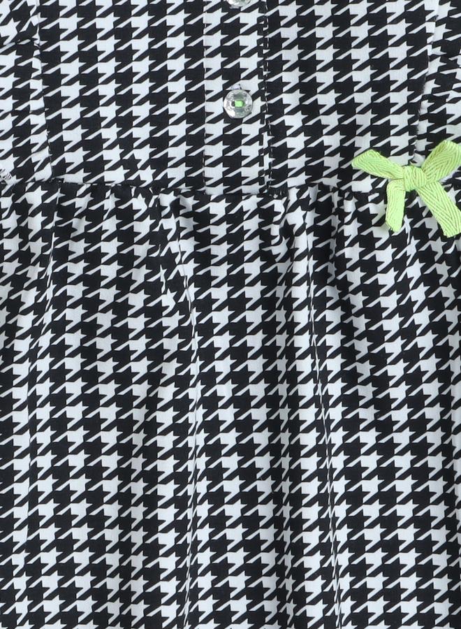 Victor And Jane Girls Black Houndstooth Ruffled Dress - Image 3