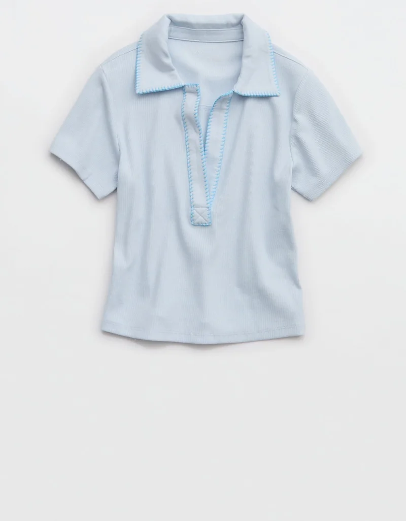 Aerie  Aerie Cropped Polo T-Shirt for Women | Best Price UAE