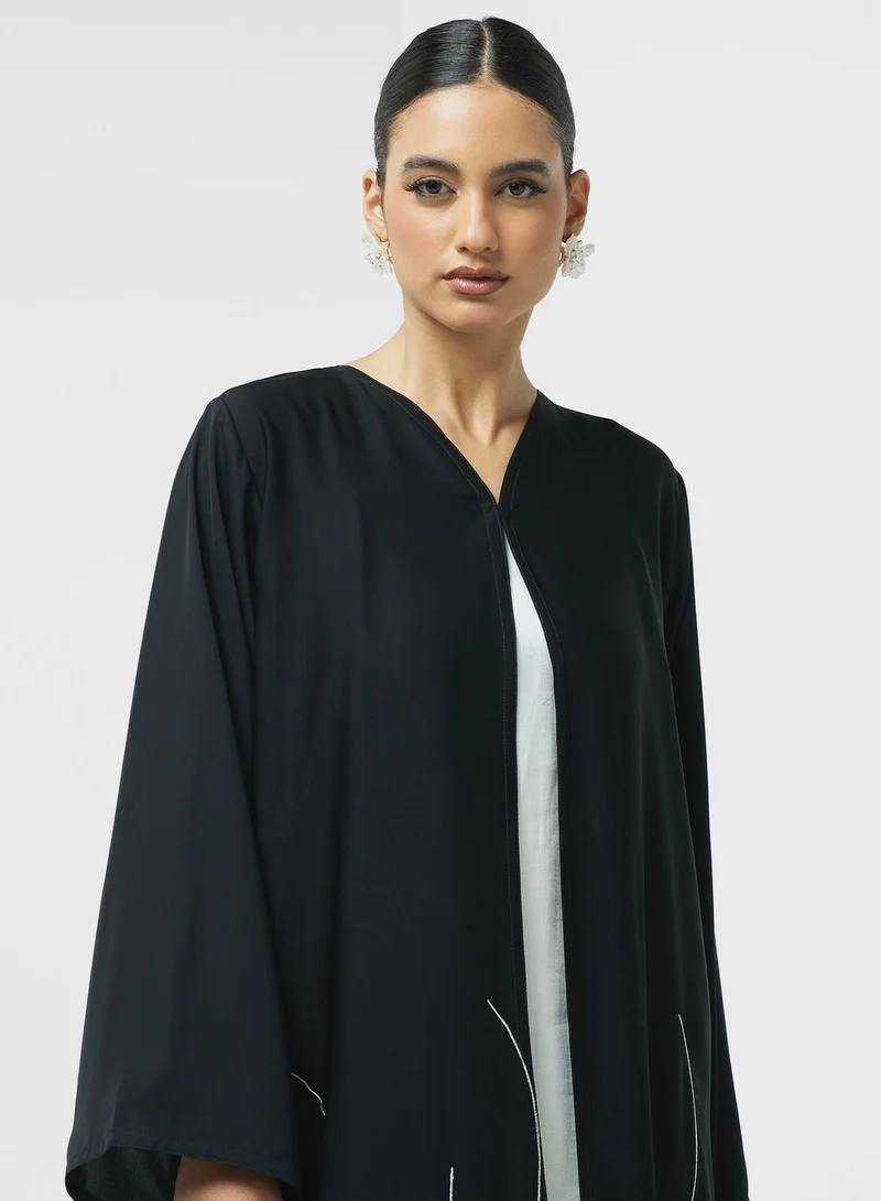 hayas closet Embellished Flared Sleeve Abaya