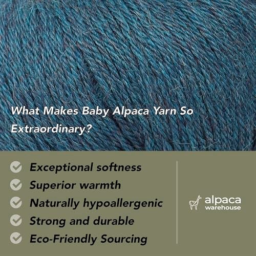 Alpaca Warehouse 100% Baby Alpaca Yarn Wool Set of 3 Skeins (150 Grams) DK Weight - Made in Peru - Heavenly Soft and Perfect for Knitting and Crocheting (Aqua Blue, DK) - Image 2
