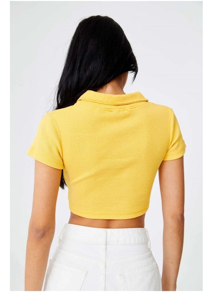 TUBA BUTIK Yellow Crop Top  - Image 3
