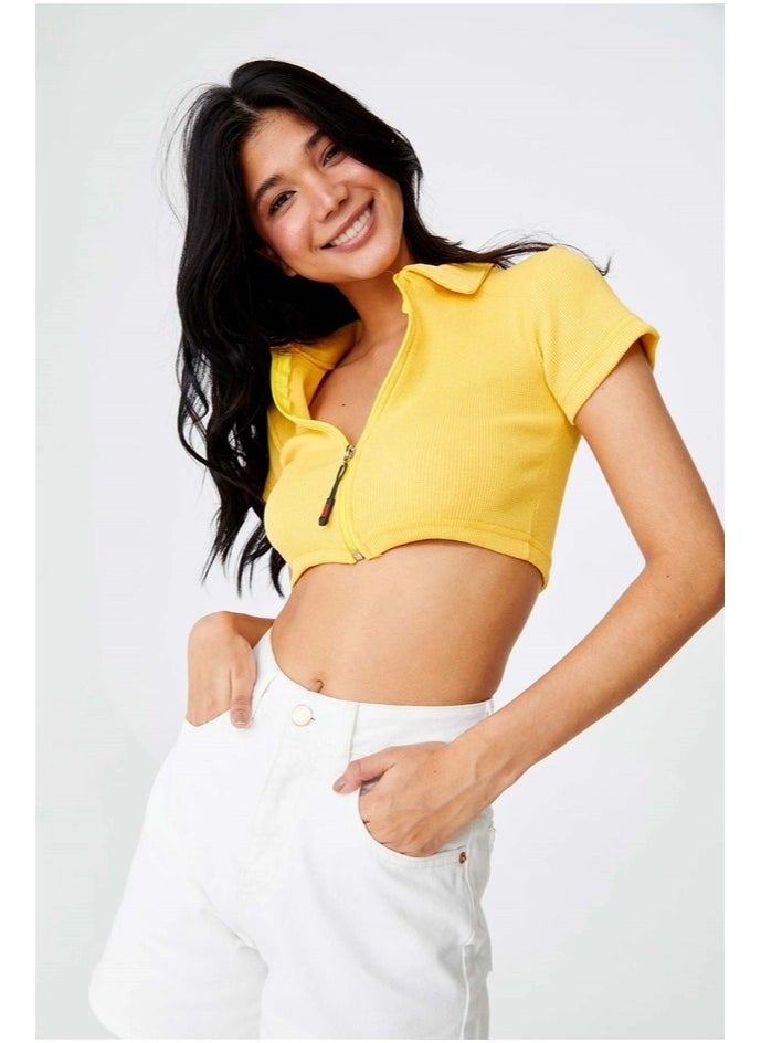 TUBA BUTIK Yellow Crop Top  - Image 2
