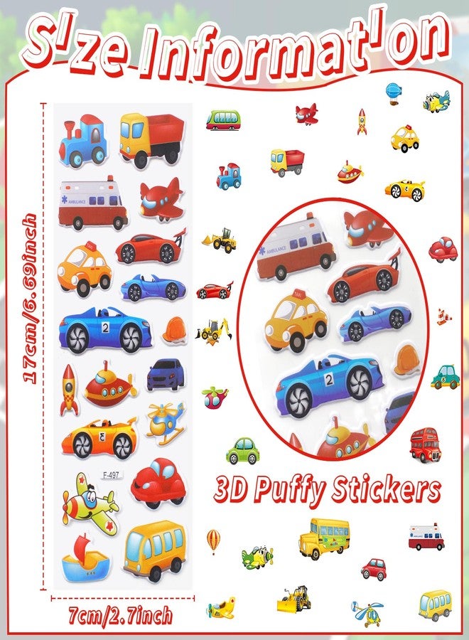 T-Antrix 36 Sheets 3D Transportation Stickers for Kids - 600+ Car, Airplane, Truck & Train Puffy Stickers | Easy Peel & Reusable | Scrapbooking, Rewards, Crafts - Image 3