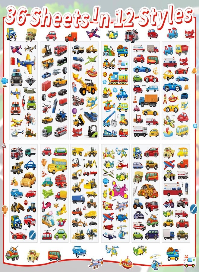 T-Antrix 36 Sheets 3D Transportation Stickers for Kids - 600+ Car, Airplane, Truck & Train Puffy Stickers | Easy Peel & Reusable | Scrapbooking, Rewards, Crafts - Image 2