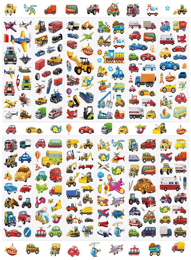 T-Antrix 36 Sheets 3D Transportation Stickers for Kids - 600+ Car, Airplane, Truck & Train Puffy Stickers | Easy Peel & Reusable | Scrapbooking, Rewards, Crafts - Image 1