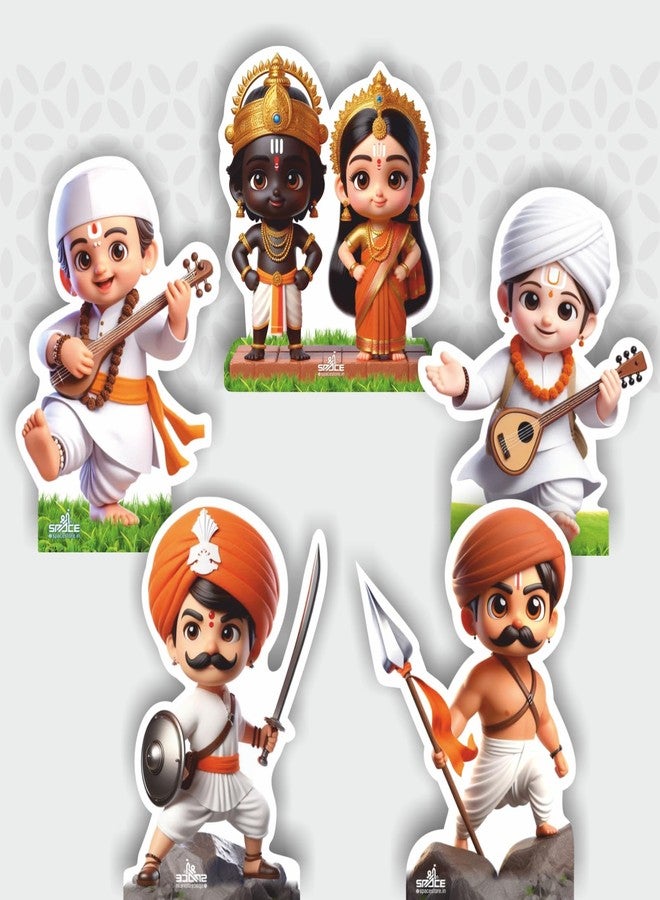 Shree SPACE Paper Bhakti Shakti (BS) Set of 20 Various Carectors - Mavale & Varkari Decoration for Bappa (Limited Stock) for Festival Decortion, Multicolor - Image 2