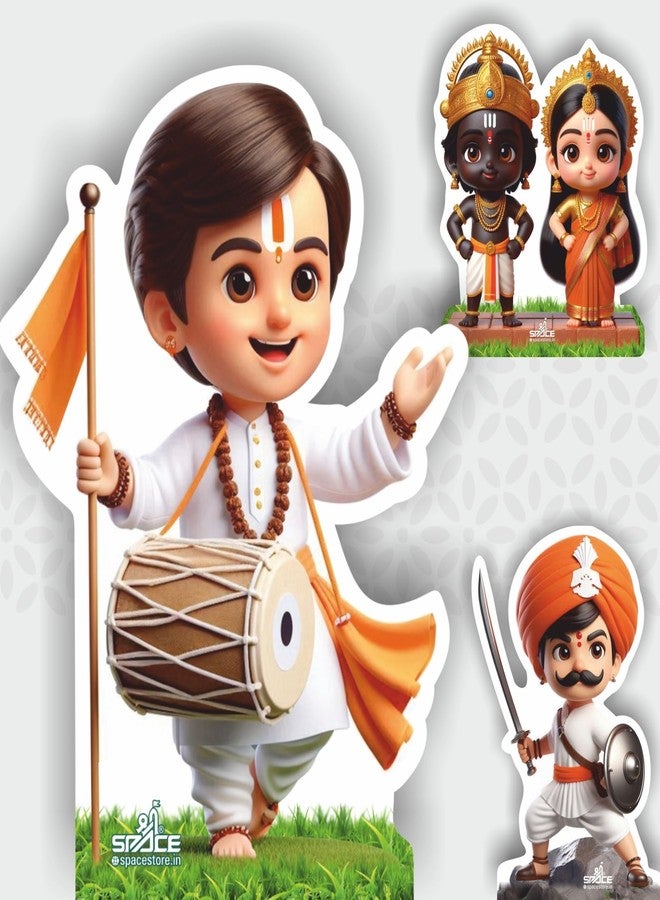 Shree SPACE Paper Bhakti Shakti (BS) Set of 20 Various Carectors - Mavale & Varkari Decoration for Bappa (Limited Stock) for Festival Decortion, Multicolor - Image 1