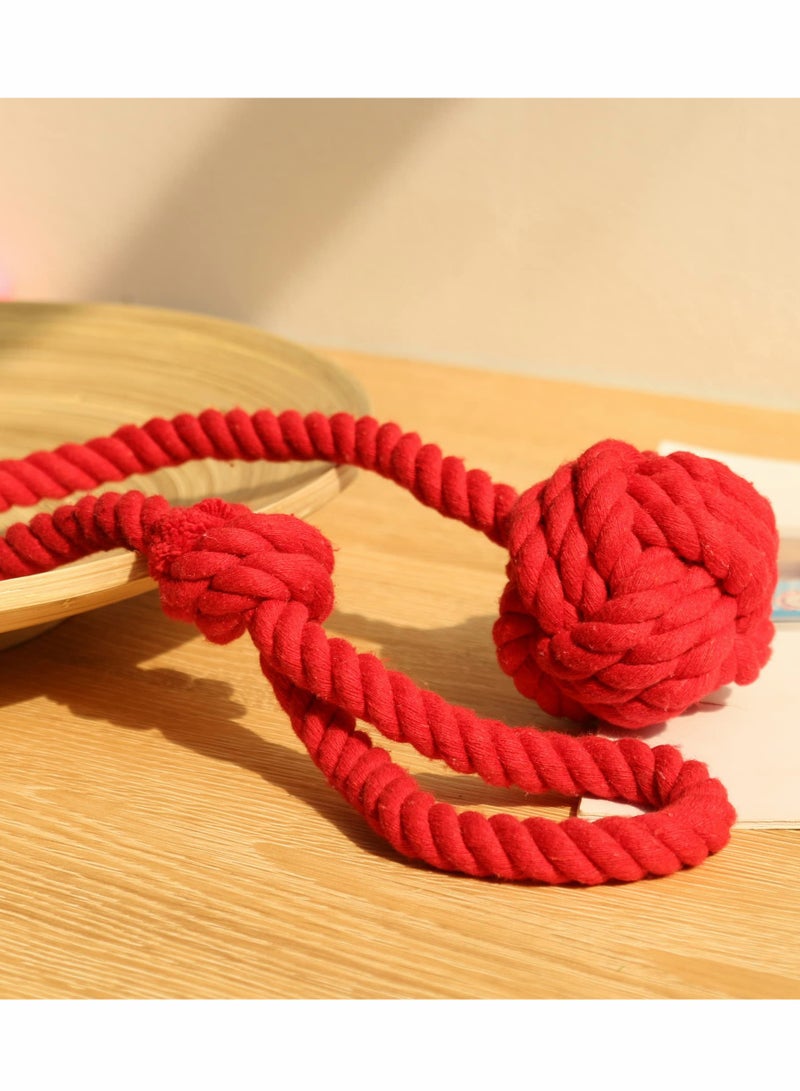 Excefore Curtain Tiebacks Curtain Holdbacks Curtain Ties with Big Woven Ball Outdoor Curtain Tiebacks Cotton Hand Woven Curtain Rope tiebacks Decorative Tie Backs for Drapes (Red 2) - Image 5