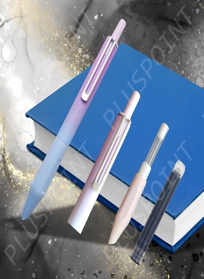 PLUSPOINT Fountain Pen For Students Iridium Tip Nib Refillable Click Fountain Pen Set(2Pcs)With 6 Ink Refills Light Weight Pen Kawaii Stationery Gift Perfect For Office And Kids School Use(Nebula)Blue - Image 2