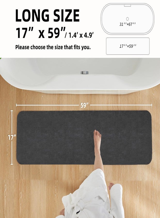 TYUU Bath Mat, Bathroom Rugs Non Slip Washable Thin Absorbent Quick Dry Bath Mat Fits Under Door Bathroom Floor Mat Perfect for Bath, Shower, or Sink 17"x59" Dark Grey - Image 2