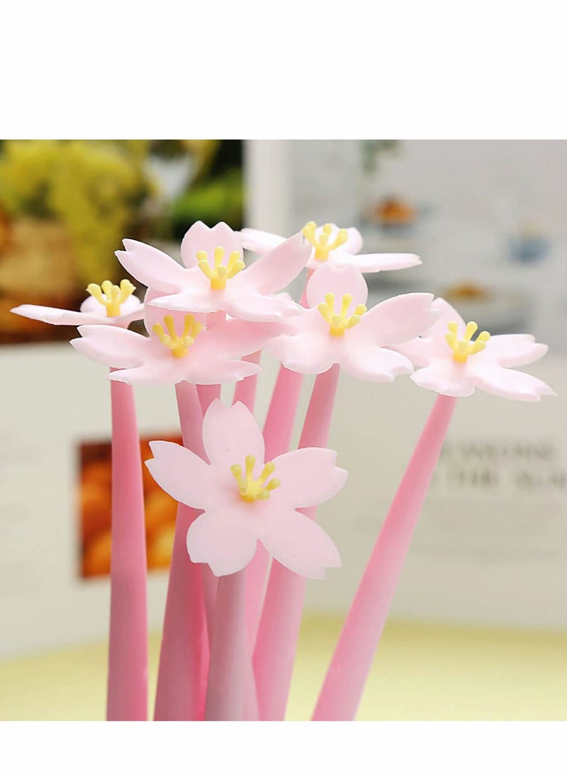 Excefore Gel Pens 8 PCS Cherry Blossom Flower Pen Black Ink Medium Point for Students Kids Women Girls Friends, Party Favor Decor - Image 1