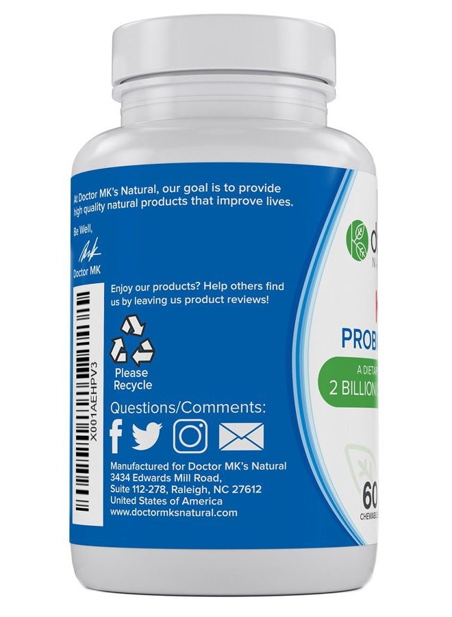 doctor MK's NATURAL Kids Probiotics Chewable by Doctor MK's®, Sugar Free, Tastes Like Candy, Natural Wild Berry Tablets, Vegetarian/Vegan - Image 3