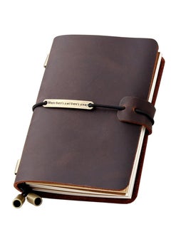 Coffee-Colored Refillable Leather Travel Notebook, 5.2" x 4", for Men & Women