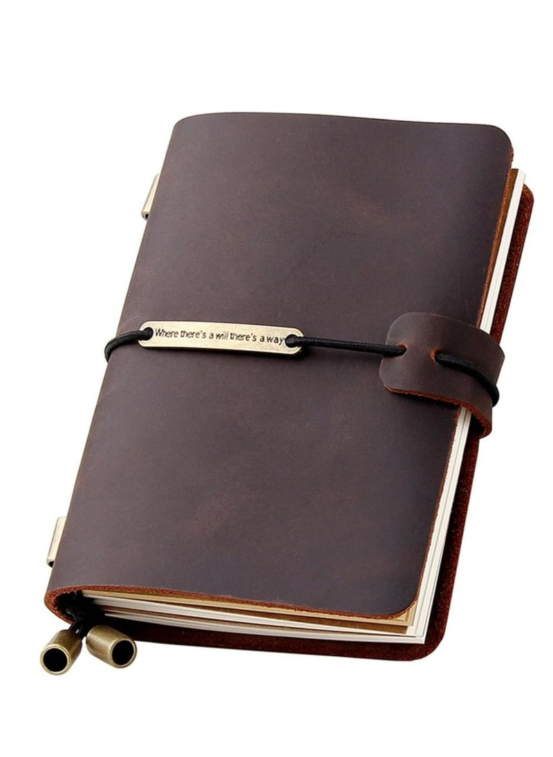 Oasisgalore - Coffee-Colored Refillable Leather Travel Notebook, 5.2" x 4", for Men & Women - Image 1