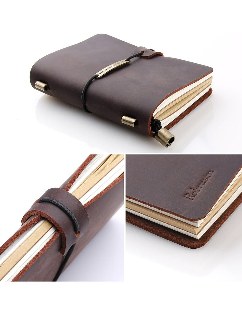 Oasisgalore - Coffee-Colored Refillable Leather Travel Notebook, 5.2" x 4", for Men & Women - Image 1