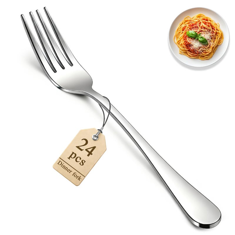 Berglander Dinner Forks Set 24pcs, Stainless Steel 7.28" Table Salad Forks, Flatware Silverware Fork for Home Kitchen, Restaurant, Hotel, Dishwasher Safe - Image 1