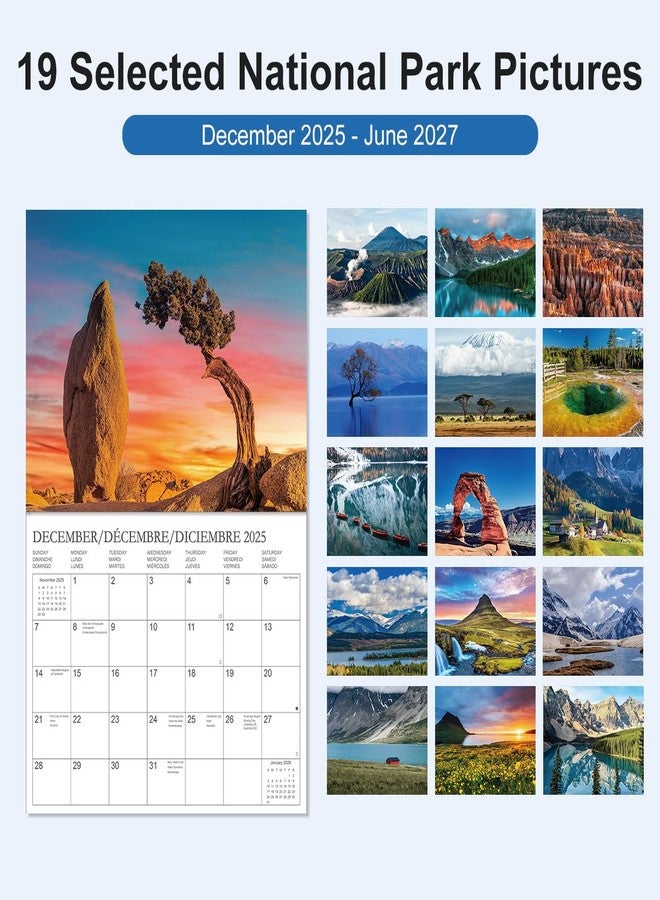 Tuun Fuplan Calendar 2025-2026 - Wall Calendar from November 2025 to June 2027, 2025-2026 Hanging Calendar with Holiday Marked, Premium Paper for Organizing, 8.5'' x 11'',National Park - A - Image 2
