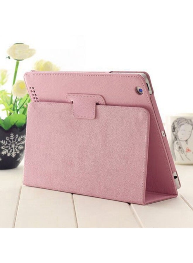 Two-fold Bracket For Ipad Pro11 Litchi Grain Leather Case 9.7 Air4 Mini6 Flat Protective Case-Color:Pink-Applicable Model:iPad Pro11 Inch 2018/2020/2021/2022/air4/5 10.9 - Image 2