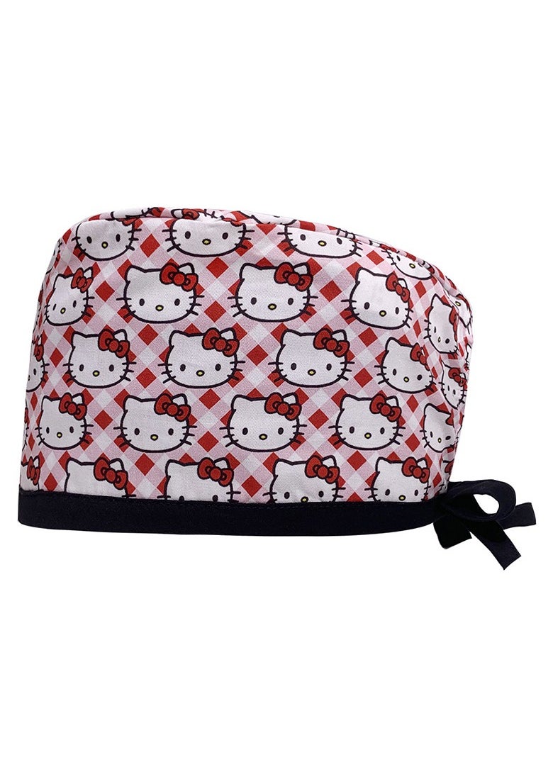KUYING Cotton Printed Surgical Cap Strap Adjustable Medical Work Cap 