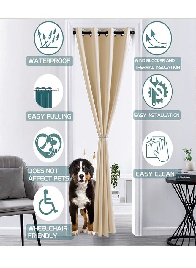 Arabest 1-Piece Thermal Insulated Blackout Curtain for Bedroom or Doorway Beige 132x213cm  - Image 4
