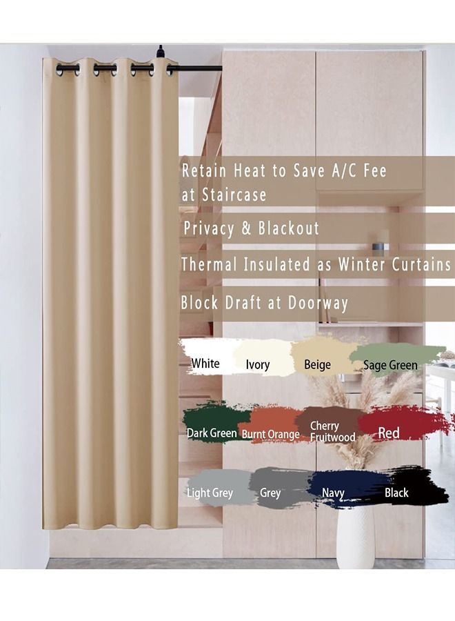 Arabest 1-Piece Thermal Insulated Blackout Curtain for Bedroom or Doorway Beige 132x213cm  - Image 5