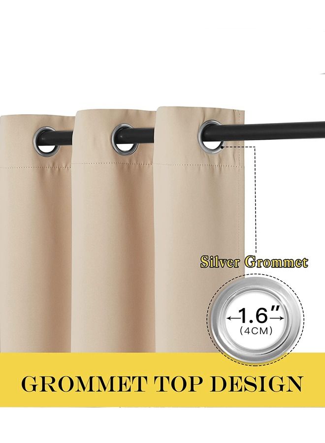 Arabest 1-Piece Thermal Insulated Blackout Curtain for Bedroom or Doorway Beige 132x213cm  - Image 2