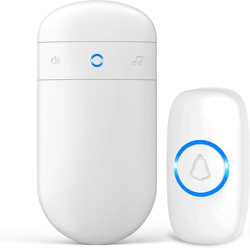 SECRUI Wireless Doorbell, Door bell Over 1000ft Coverage with 2 Plug-In Receivers, 1 Waterproof Push button, 52 Chimes, 110dB loud Sound Colorful LED Flash - Image 1