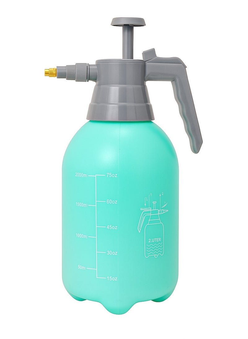 Garden Pressure Sprayer – 2 Liter Capacity – Hand Pump Operated, Multi-Purpose for Plant Watering. Features an adjustable nozzle for versatile spray patterns and a safety pressure release valve. (Turquoise) - Image 1