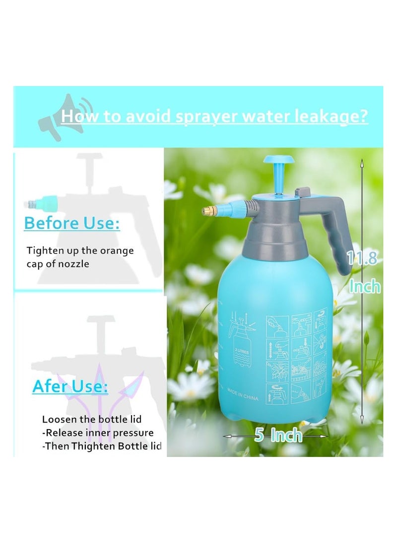 Garden Pressure Sprayer – 2 Liter Capacity – Hand Pump Operated, Multi-Purpose for Plant Watering. Features an adjustable nozzle for versatile spray patterns and a safety pressure release valve. (Turquoise) - Image 3