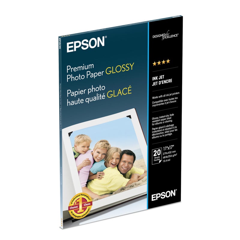 EPSON ورق صور إبسون المتميز لامع (11x17 بوصة، 20 ورقة) (S041290) - Image 2