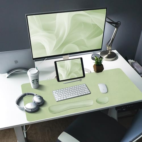 Bloss Leather Desk Mat and Keyboard Wrist Rest Large Mouse Pad Keyboard PadMouse Wrist Support NonSlip Desk Mat Protector for St Patricks Day315157 Inches Green - Image 3