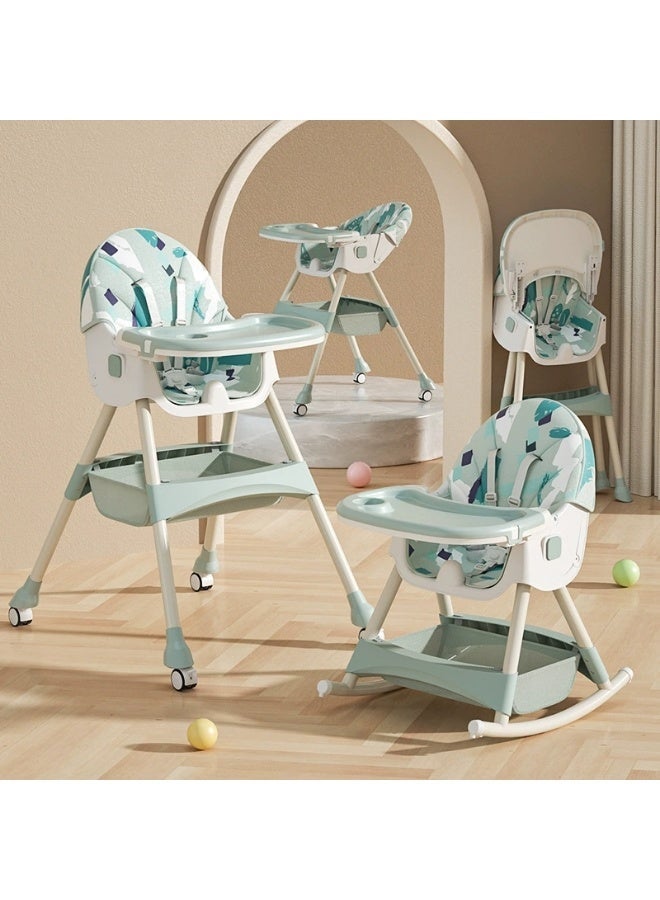 0TO1 TECH Baby and Infant Dining Chair, 7 in 1 Toddler High Chair, 3 Gear Adjustment for Backrest, Rocking Horse Design, Collapsible Two-Tiered Dinner Plate, Removable Seat, 5 Point Safety Harness - Image 1