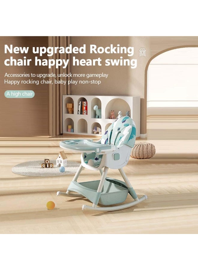 0TO1 TECH Baby and Infant Dining Chair, 7 in 1 Toddler High Chair, 3 Gear Adjustment for Backrest, Rocking Horse Design, Collapsible Two-Tiered Dinner Plate, Removable Seat, 5 Point Safety Harness - Image 2