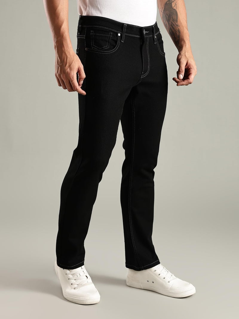 Thomas Scott Men's | Mild Fade | Stright Fit | Denim | Regular Wear | Stretchable | Casual Jeans for Men Black - Image 3