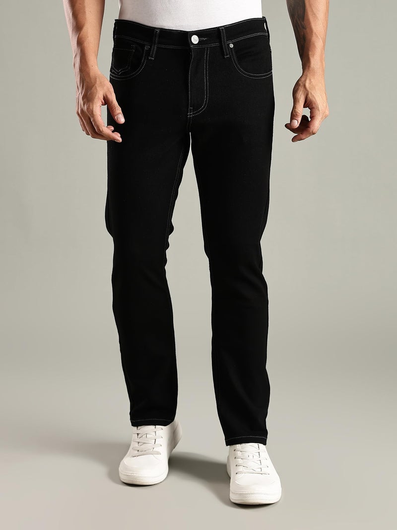Thomas Scott Men's | Mild Fade | Stright Fit | Denim | Regular Wear | Stretchable | Casual Jeans for Men Black - Image 2