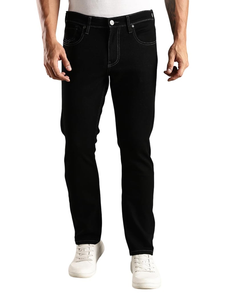 Thomas Scott Men's | Mild Fade | Stright Fit | Denim | Regular Wear | Stretchable | Casual Jeans for Men Black - Image 1