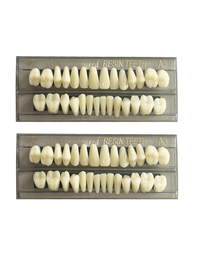 HRASY 56 Pcs False Teeth Fake Teeth 2 Sets Synthetic Resin Dental Tooth, Upper Lower Denture Tooth, Party Horror Prop Makeup DIY Replacement, 22 A3 - Image 1