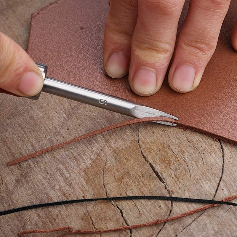 DIY Crafts DIY Crafts Leather Edge Stainless Steel Trimmer with Wood Handle, Leather Edge Skiving Bevelers Leather Craft Keen Edge Cutting Tool for Beveling for DIY Leather Craft, Making Leather (Pack Of 2 Kits) - Image 4