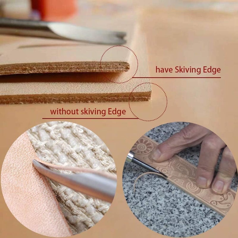 DIY Crafts DIY Crafts Leather Edge Stainless Steel Trimmer with Wood Handle, Leather Edge Skiving Bevelers Leather Craft Keen Edge Cutting Tool for Beveling for DIY Leather Craft, Making Leather (Pack Of 2 Kits) - Image 5