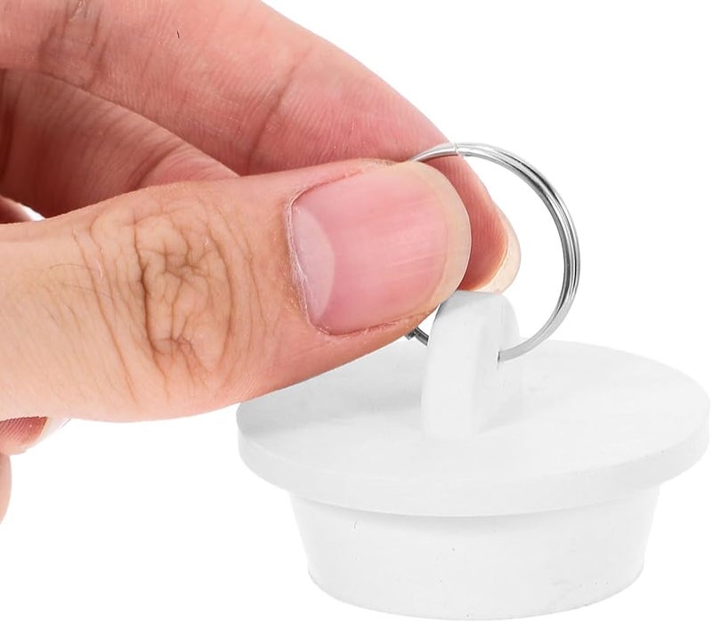 White Rubber Bathtub Drain Stopper with Pull Ring Leakproof Sink Plug for Bathroom Kitchen Laundry - Image 4